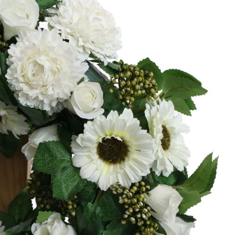 GERBERA MINI MUM ARR IN WREATH DIA 40X12CM CREAM