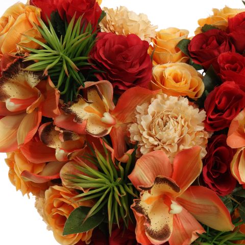 ROSE CYMBIDIUM ARR ON HEART 35X15CM ORANGE