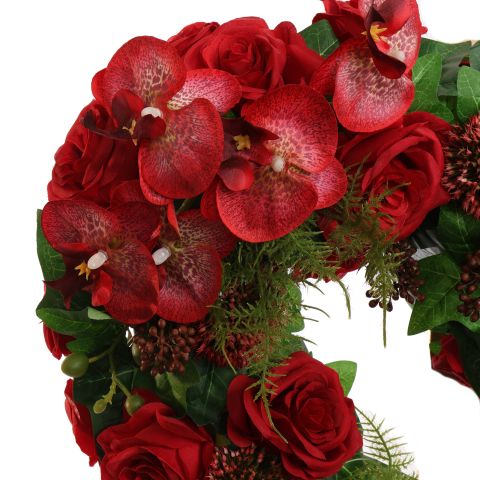 ROSE ARR ON HEART OPEN 60X15CM RED
