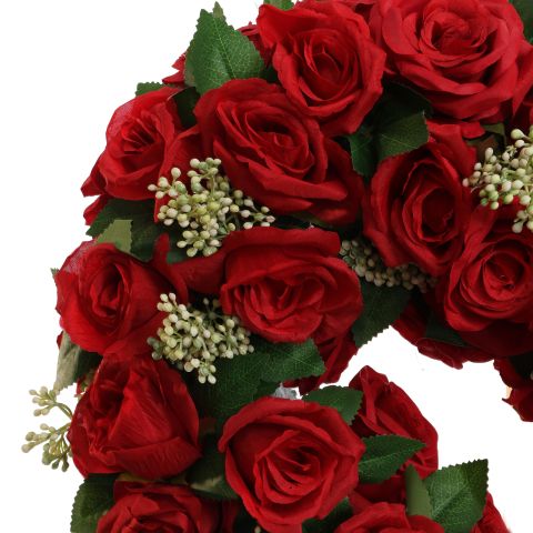 ROSE ARR ON OPEN HEART 56X15CM RED