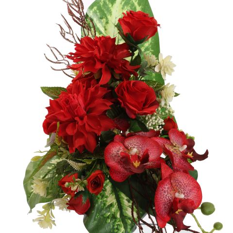 DAHLIA ORCHID ARR IN VASE 30X45CM RED