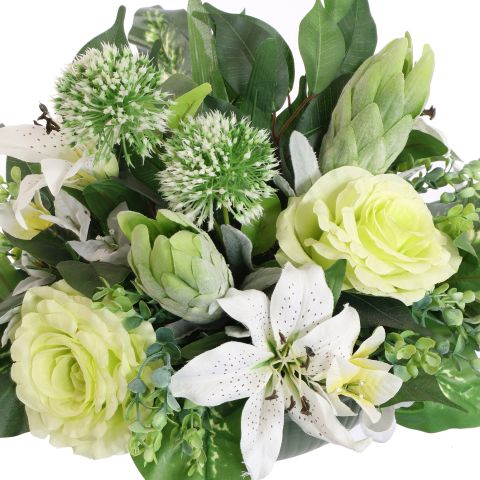 ROSE LILY ARR IN OVAL PLASTIC POT 45X25X30CM CREAM