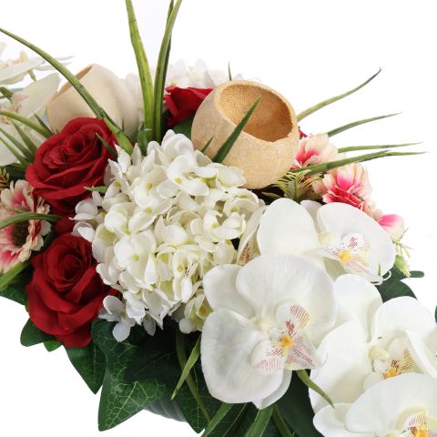 LILY ORCHID ARR IN OVAL PLASTIC POT 70X30X30CM CREAM