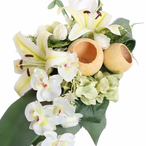 GLADIOOL LILY ARR IN RECTANGLE PLASTIC POT 60X28X22CM CREAM