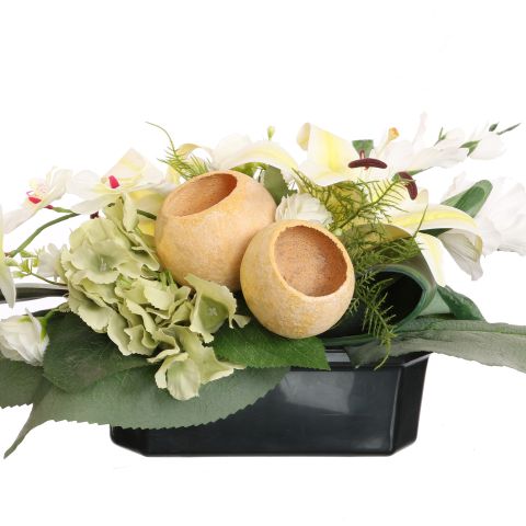 GLADIOOL LILY ARR IN RECTANGLE PLASTIC POT 60X28X22CM CREAM