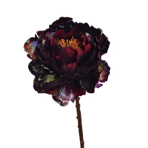 PEONY SHINY 62CM BURGUNDY