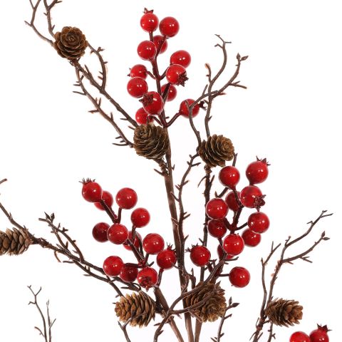 BERRY PINECONE SPRAY 86CM RED