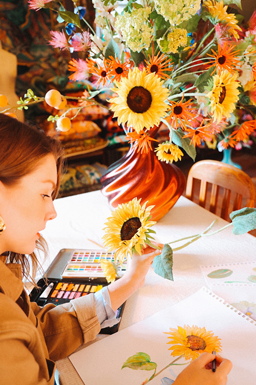 Marylène Madou watercolor sunflower