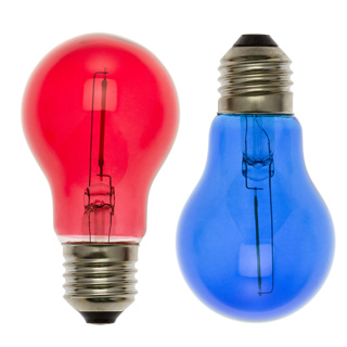 SET OF 2 PARTY LIGHTS E27A60BULB RED & BLUE