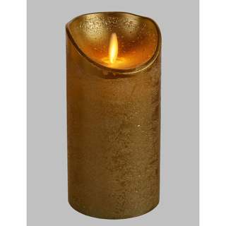 GOLD MOVING FLAME CANDLE D7,5 H15CM WARM WHITE