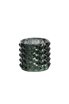 GLASS CANDLE HOLDER DIA 7 H 6.5CM GREEN