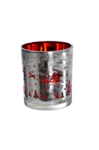 TEA-LIGHT GLASS DIA 7 H 7.8 CM SILVER RED