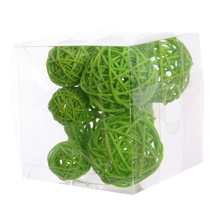 RATTAN BALL ASSORTED SIZE IN PVC BOX (10pcs) GREEN
