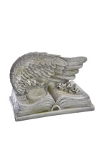 ANGEL WING ON BOOK W/CANDLE 13CM CREAM