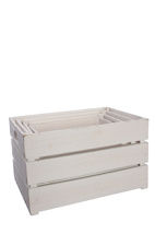 WOODEN CRATE SET/4 27CM WHITE