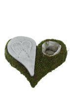 HEART PLANTER W/MOSS AND STONE 30 X 30 CM