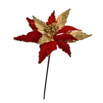 SMALL DELUXE POINSETTIA 50CM RED GOLD