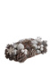 T-LIGHT HOLDER X 1 W/PINE CONE AND SNOWFLAKE WHITE